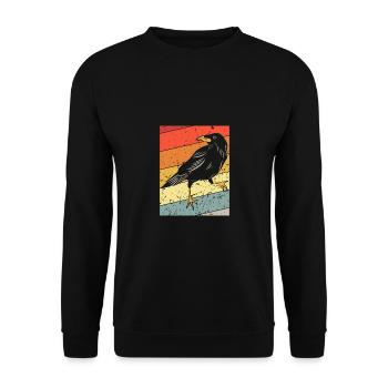 Crow raven retro vintage distressed - Unisex Sweatshirt - black - Front - Alina (178cm) & Michal (187cm)