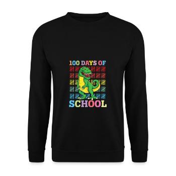 100 jours d’école dinosaure Saur T Rex - Sweat-shirt Unisexe - noir - Devant - Alina (178cm) & Michal (187cm)