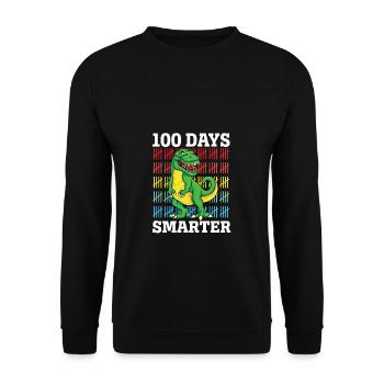 100 Days Smarter 100 th day of school Dinosaur - Unisex Sweatshirt - black - Front - Alina (178cm) & Michal (187cm)