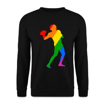 Rainbow Football Player - Unisex Pullover - Schwarz - Vorne - Alina (178cm) & Michal (187cm)