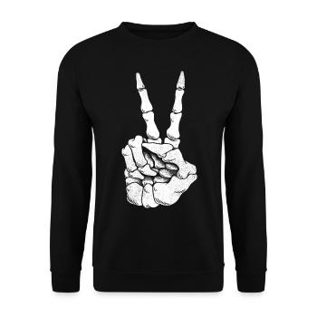 Skeleton Hand Funny Halloween Costume Peace - Unisex Sweatshirt - black - Front - Alina (178cm) & Michal (187cm)