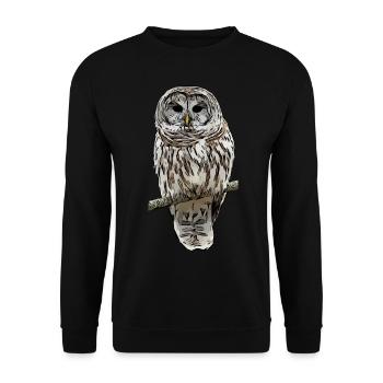 Owl owl bird animal motif print - Unisex Sweatshirt - black - Front - Alina (178cm) & Michal (187cm)