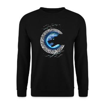 Fenrir Wolf -  - Odin - Nordic Night - Unisex Sweatshirt - black - Front - Alina (178cm) & Michal (187cm)