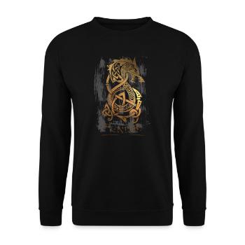 Fenrir Wolf - Walhalla - Nordisch - Odin - Unisex Pullover - Schwarz - Vorne - Alina (178cm) & Michal (187cm)