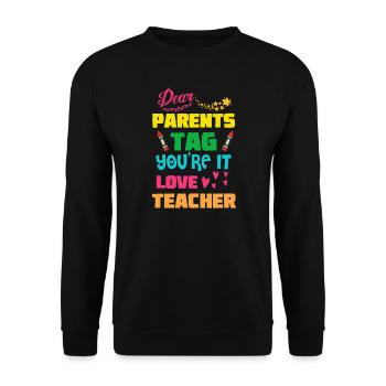Liebe Eltern Tag Du bist es, Liebeslehrer - Unisex Pullover - Schwarz - Vorne - Alina (178cm) & Michal (187cm)
