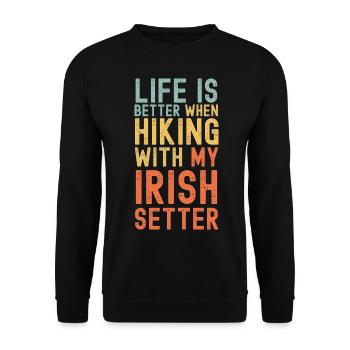 Setter irlandais Chien de randonnée rétro - Sweat-shirt Unisexe - noir - Devant - Alina (178cm) & Michal (187cm)