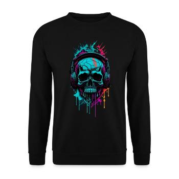 Graffiti Skull - Unisex Pullover - Schwarz - Vorne - Alina (178cm) & Michal (187cm)