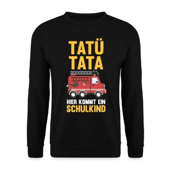 Schulkind Schulbeginn Erste Klasse Feuerwehr Einsc - Unisex Pullover - Schwarz - Vorne - Alina (178cm) & Michal (187cm)