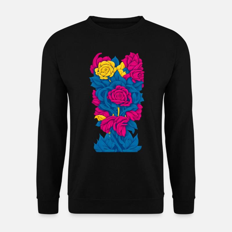 Flowers (Blue, Red, Yellow) - Unisex Sweatshirt - black