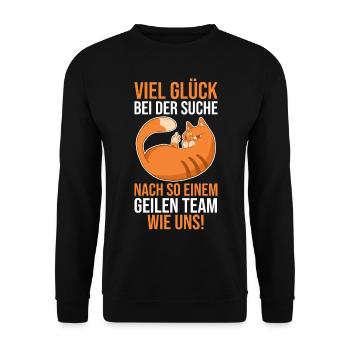 Jobwechsel Arbeit Büro Kollegen Abschiedsgeschenk - Unisex Pullover - Schwarz - Vorne - Alina (178cm) & Michal (187cm)