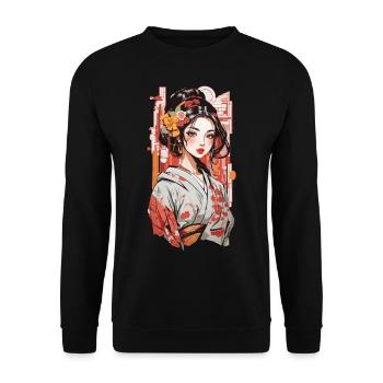 Geisha Beauty Manga Popart Retro Japan Design - Sweat-shirt Unisexe - noir - Devant - Alina (178cm) & Michal (187cm)