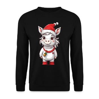 Conception de Noël de chevaux mignons de poney d’hiver - Sweat-shirt Unisexe - noir - Devant - Alina (178cm) & Michal (187cm)