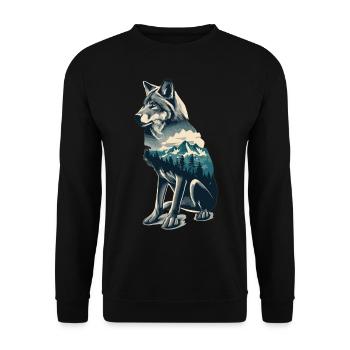 Im Einklang mit der Natur: Der Wolf des Berges - Unisex Pullover - Schwarz - Vorne - Alina (178cm) & Michal (187cm)