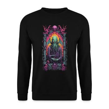 Cthulhu Gothic Okkult Monster Horror Design - Unisex Pullover - Schwarz - Vorne - Alina (178cm) & Michal (187cm)