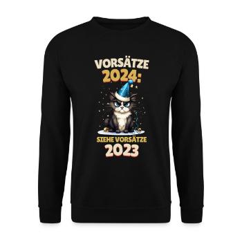 Résolutions du Nouvel An 2024 Cat Voir 2023 Drôle - Sweat-shirt Unisexe - noir - Devant - Alina (178cm) & Michal (187cm)