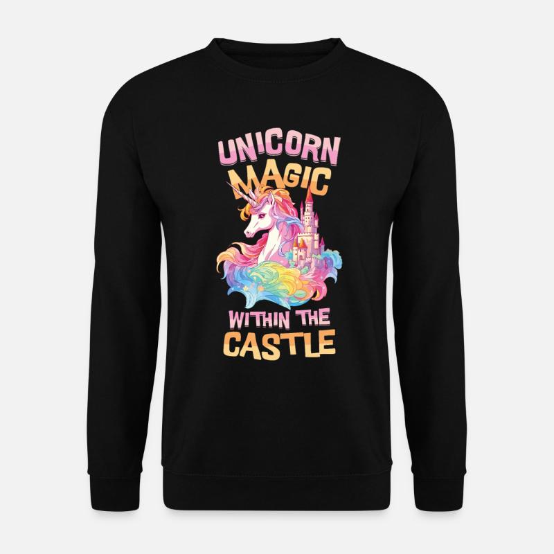 Einhorn Regenbogen Schloss Bunt Magie Fantasie - Unisex Pullover - Schwarz