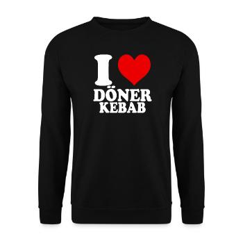 J’aime Doner Kebab Coeur Drôle Drôle Spirituel - Sweat-shirt Unisexe - noir - Devant - Alina (178cm) & Michal (187cm)