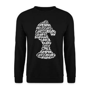 Schachfiguren Typografie Schachspieler Schach - Unisex Pullover - Schwarz - Vorne - Alina (178cm) & Michal (187cm)