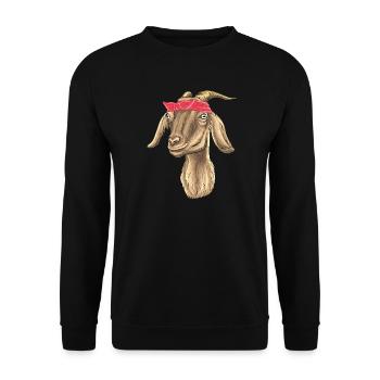 Goat with Bandana - Unisex Sweatshirt - black - Front - Alina (178cm) & Michal (187cm)