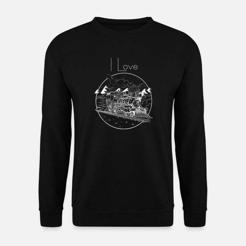 Dampfzug im Winterzauber - Unisex Pullover - Schwarz
