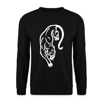 Weiße Panther-Silhouette - Unisex Pullover - Schwarz - Vorne - Alina (178cm) & Michal (187cm)