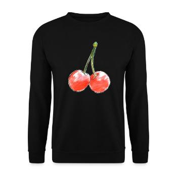 Zwei süße Kirschen Skizze  - Unisex Pullover - Schwarz - Vorne - Alina (178cm) & Michal (187cm)