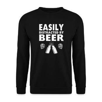 Easily Distracted by BEER Father's Day Design - Unisex Sweatshirt - black - Front - Alina (178cm) & Michal (187cm)