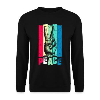 Peace - Peacezeichen - Friedensbewegung - Frieden - Unisex Pullover - Schwarz - Vorne - Alina (178cm) & Michal (187cm)
