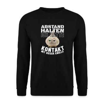 Knoblauch Abstand halten Geschenk - Unisex Pullover - Schwarz - Vorne - Alina (178cm) & Michal (187cm)