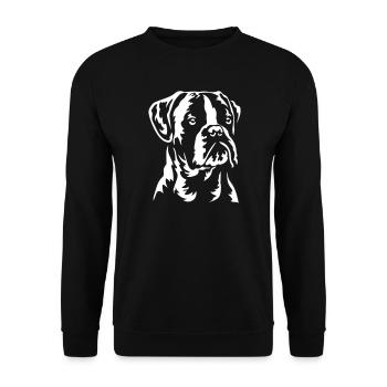 Boxer Kopf "Black Edition" - Unisex Pullover - Schwarz - Vorne - Alina (178cm) & Michal (187cm)