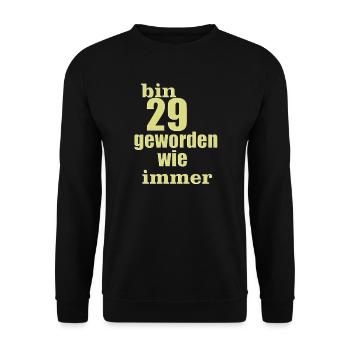 bin 29 geworden 5 3 23 - Unisex Pullover - Schwarz - Vorne - Alina (178cm) & Michal (187cm)