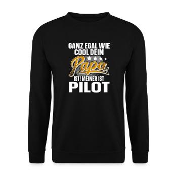 Pilot Papa Vater Vatertag Cooler Papa - Unisex Pullover - Schwarz - Vorne - Alina (178cm) & Michal (187cm)