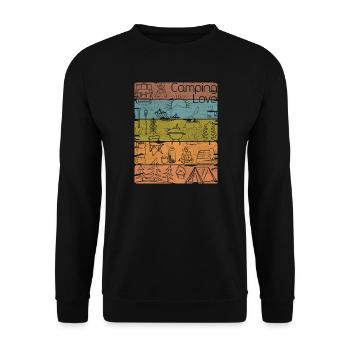 Camping Love lineart retro hell - Unisex Pullover - Schwarz - Vorne - Alina (178cm) & Michal (187cm)