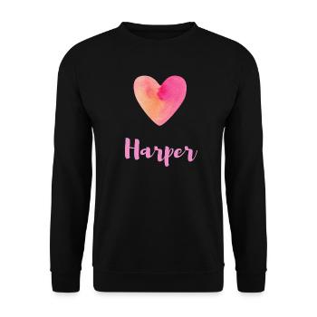 T-shirt cadeau Harper Pink Heart Girl - Sweat-shirt Unisexe - noir - Devant - Alina (178cm) & Michal (187cm)