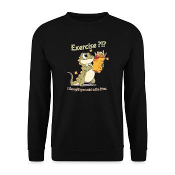 Exercise I Thought You Said Extra Fries - Unisex Sweatshirt - black - Front - Alina (178cm) & Michal (187cm)
