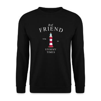 Bester Freund, beste Freundin, Leuchtturm England - Unisex Pullover - Schwarz - Vorne - Alina (178cm) & Michal (187cm)