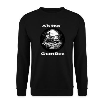 Ab ins Gemüse weiß - Unisex Pullover - Schwarz - Vorne - Alina (178cm) & Michal (187cm)