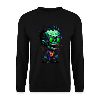 Bunter cooler Zombie - Unisex Pullover - Schwarz - Vorne - Alina (178cm) & Michal (187cm)