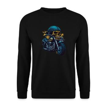 Biker Skull - Unisex Pullover - Schwarz - Vorne - Alina (178cm) & Michal (187cm)