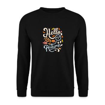 Hallo Herbsttypografie - Herbstmode - Unisex Pullover - Schwarz - Vorne - Alina (178cm) & Michal (187cm)