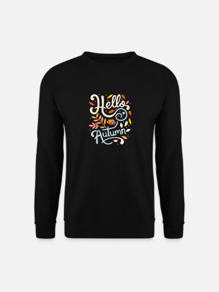 Hallo Herbsttypografie - Herbstmode - Unisex Pullover - Schwarz