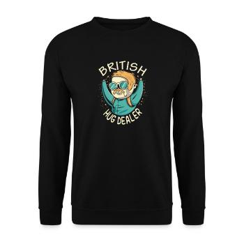 Funny 'British Hug Dealer' Tee - Unisex Sweatshirt - black - Front - Alina (178cm) & Michal (187cm)