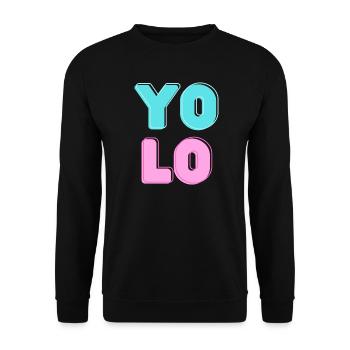 Cooles Candy YOLO Design - Unisex Pullover - Schwarz - Vorne - Alina (178cm) & Michal (187cm)
