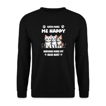 Les chats me rendent heureuse... - Sweat-shirt Unisexe - noir - Devant - Alina (178cm) & Michal (187cm)