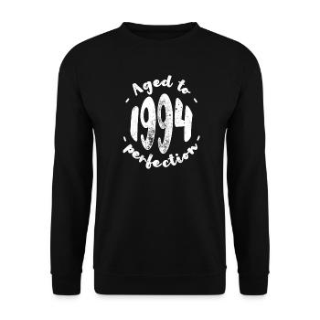 Gealtert bis 1994 Perfektion - Unisex Pullover - Schwarz - Vorne - Alina (178cm) & Michal (187cm)