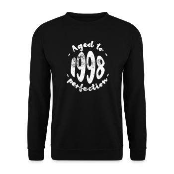 Gealtert bis 1998 Perfektion - Unisex Pullover - Schwarz - Vorne - Alina (178cm) & Michal (187cm)