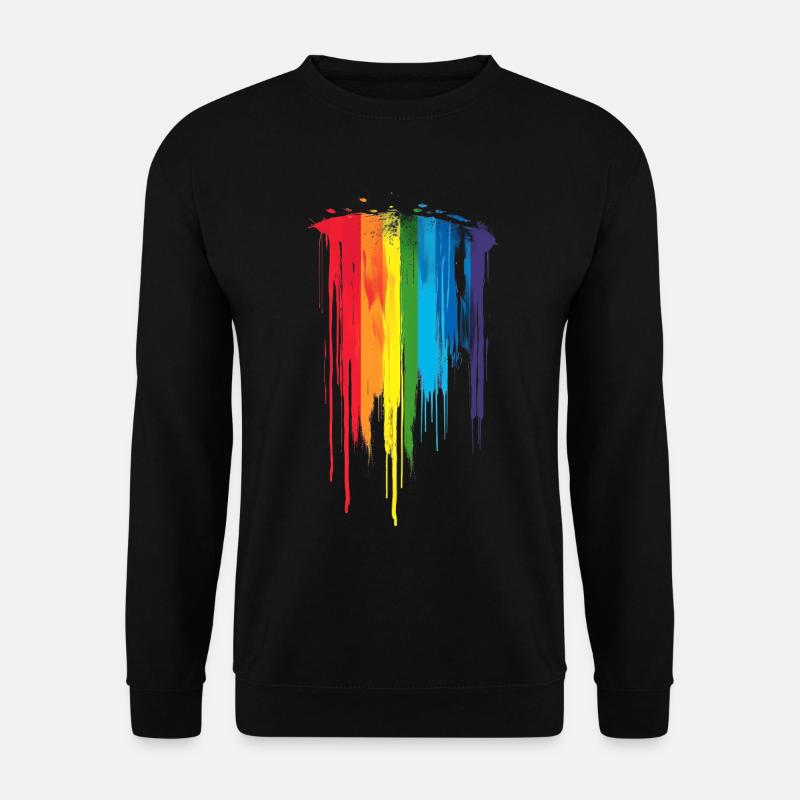 Dezentes und cooles Regenbogen-Design mit tropfender Pride-Flagge - Unisex Pullover - Schwarz
