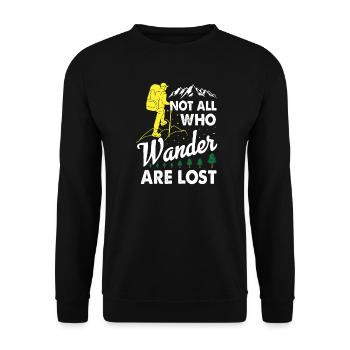 Nicht alle, die wandern, sind verloren - Wander-T-Shirt - Unisex Pullover - Schwarz - Vorne - Alina (178cm) & Michal (187cm)