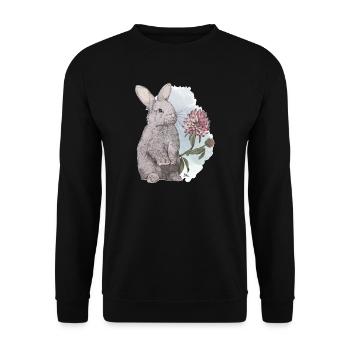 Veganuary 2024 Kaninchen - Unisex Pullover - Schwarz - Vorne - Alina (178cm) & Michal (187cm)