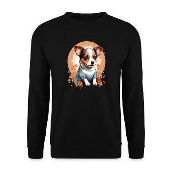 Niedlicher kleiner Jack Russell Welpe - Unisex Pullover - Schwarz - Vorne - Alina (178cm) & Michal (187cm)